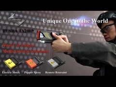 Cartuchos dobles Pistola paralizante con electricidad de choque, spray de pimienta y control remoto.